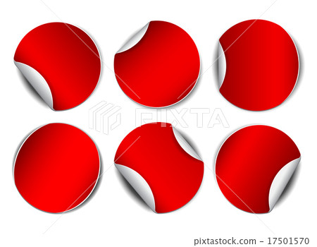 Set of red round promotional stickers. 17501570
