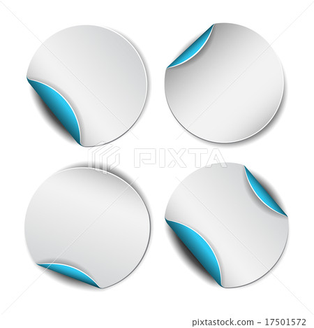 Set of white round stickers with blue backside. Set of white round stickers with blue backside. 17501572