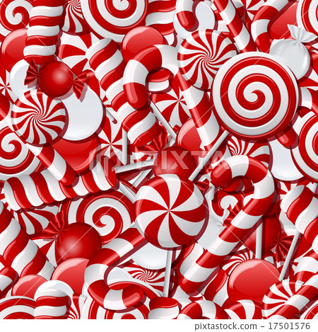 Seamless background with red and white candies. Seamless background with red and white candies. 17501576