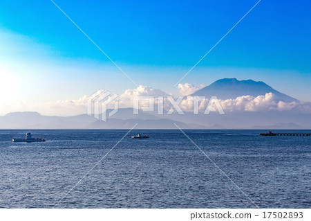 view on Bali from ocean, vulcano in clouds view on Bali from ocean, vulcano in clouds 17502893