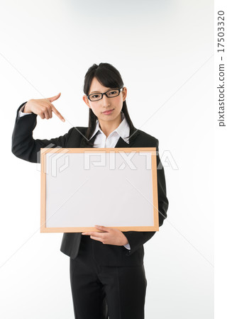 Business woman with message board Business woman with message board 17503320
