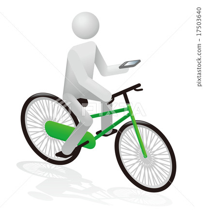 自行車駕駛例證，當觀看智能手機時 17503640