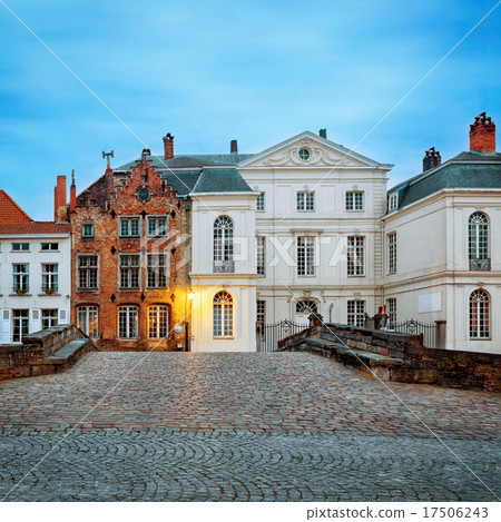 Bruges historical pitched roofs and spiers 17506243