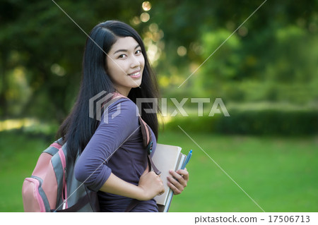 Asian woman college student on campus 17506713