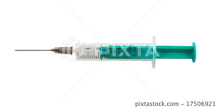 One-off medical syringe with needle isolated 17506921