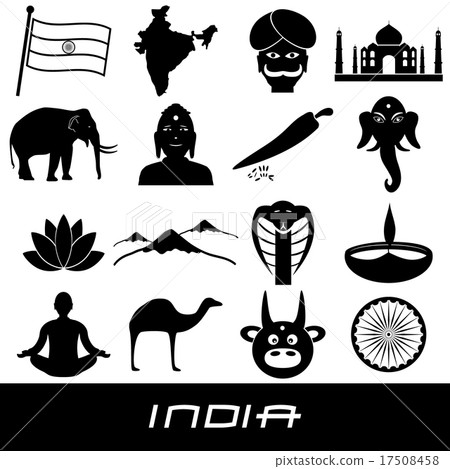 india country theme symbols stickers set eps10 17508458
