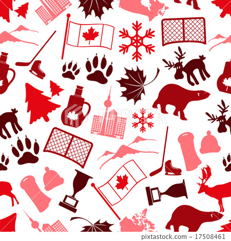 canada country theme symbols seamless pattern  17508461