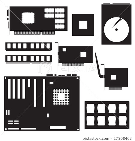 internal desktop computer components black symbols 17508462
