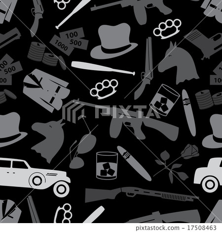 mafia black symbols and icons seamless pattern  17508463