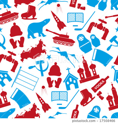Russia country theme symbols seamless pattern  17508466