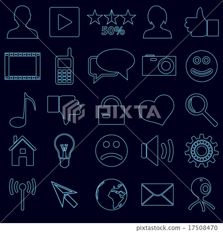 web and social networks set of outline icons web and social networks set of outline icons 17508470