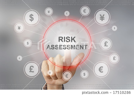 business hand pushing risk assessment button 17510286