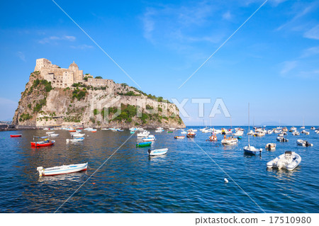 Ischia port, Aragonese Castle and small boats Ischia port, Aragonese Castle and small boats 17510980