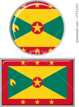 插圖素材: grenada round and square icon flag. vector