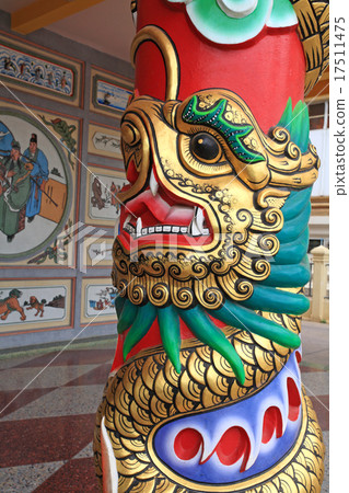 Golden dragon on red column 17511475