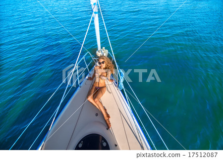Travel by sea on a yacht. 17512087