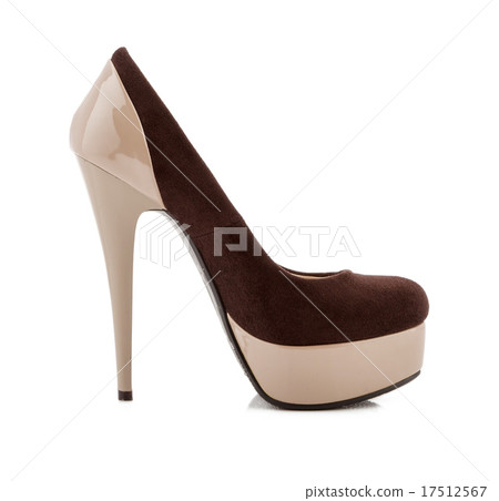 Beige high heel shoes isolated on white Beige high heel shoes isolated on white 17512567