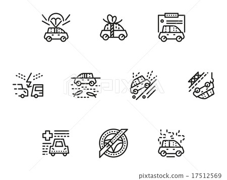 Car insurance simple line vector icons set Car insurance simple line vector icons set 17512569