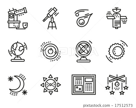 Black line vector icons for astronomy Black line vector icons for astronomy 17512573