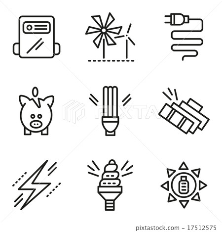 Simple line vector icons for saving energy concept Simple line vector icons for saving energy concept 17512575