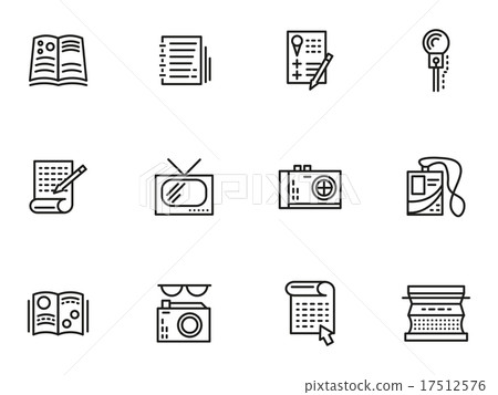 Media publishing simple line style vector icons Media publishing simple line style vector icons 17512576