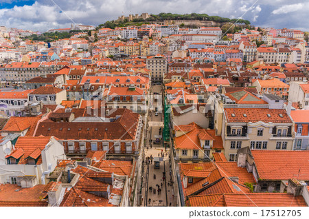 Lisbon, Portugal city skyline over Santa Justa Rua Lisbon, Portugal city skyline over Santa Justa Rua 17512705