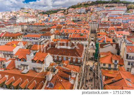 Lisbon, Portugal city skyline over Santa Justa Rua Lisbon, Portugal city skyline over Santa Justa Rua 17512706