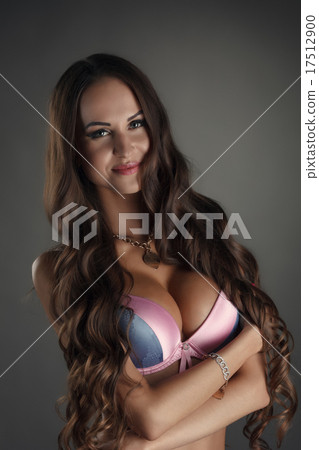 Studio shot of beautiful model in fashionable bra Studio shot of beautiful model in fashionable bra 17512900