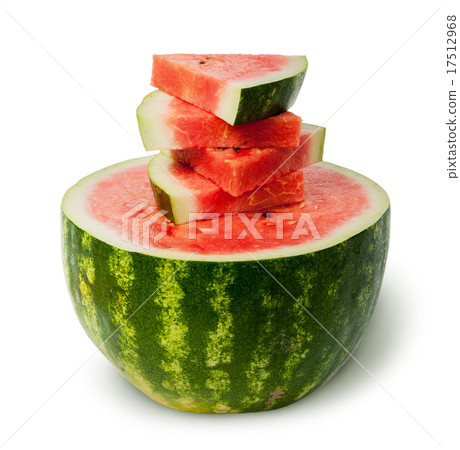 Half of watermelon and slices on top Half of watermelon and slices on top 17512968