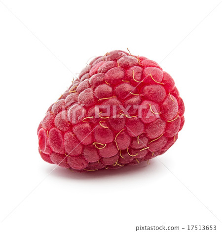 Extreme macro of red raspberry on white background 17513653