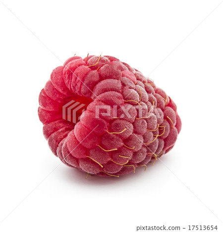 Extreme macro of red raspberry on white background 17513654