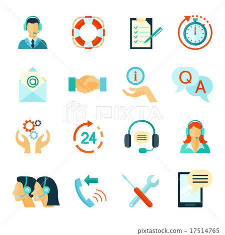 Flat Style Color Icons Of Customer Support Flat Style Color Icons Of Customer Support 17514765