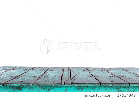 Empty top of wooden table or counter isolated on white backgroun 17514948
