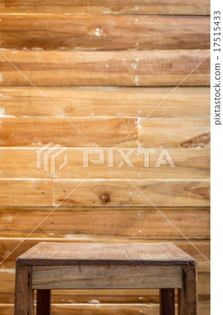 Empty top wooden table and wooden wall background 17515433