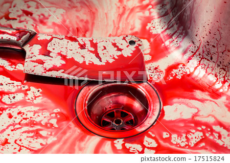 Kitchen sink with knife and blood for Halloween 17515824