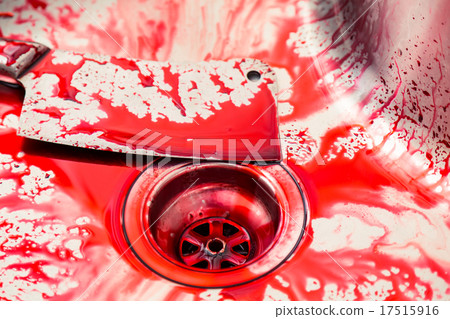 Kitchen sink with knife and blood for Halloween 17515916