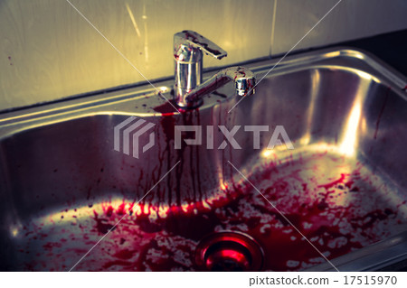 Kitchen sink with blood for halloween ( Filtered image processe 17515970