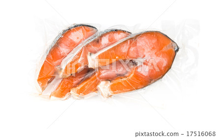 Frozen salmon fillets in a vacuum package Frozen salmon fillets in a vacuum package 17516068
