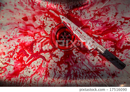 Kitchen sink with knife and blood for Halloween 17516090