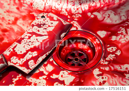 Kitchen sink with knife and blood for Halloween 17516151