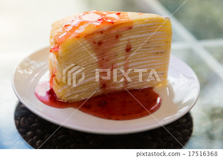 Crepe cake with strawberry sauce 17516368