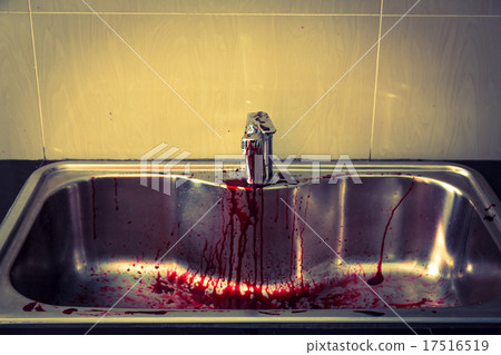 Kitchen sink with blood for halloween ( Filtered image processe 17516519