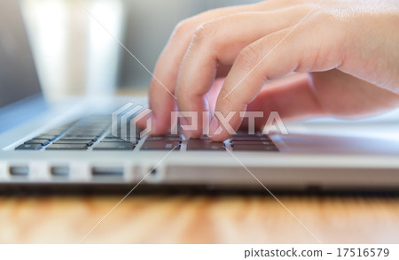 Closeup of business woman hand typing on laptop keyboard 17516579
