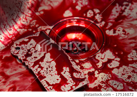 Kitchen sink with knife and blood for Halloween 17516872