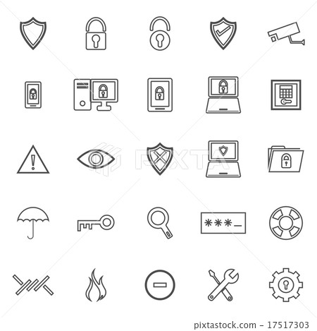Security line icons on white background Security line icons on white background 17517303