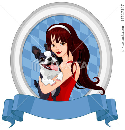 Girl with Boston Terrier Girl with Boston Terrier 17517347