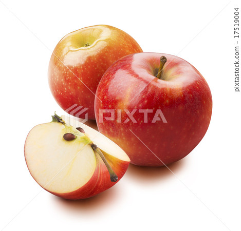 2 red apple quarter piece isolated on white 17519004