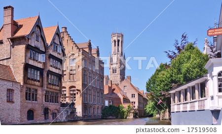 View of the bell tower from Bruges (Belgium) canal View of the bell tower from Bruges (Belgium) canal 17519508