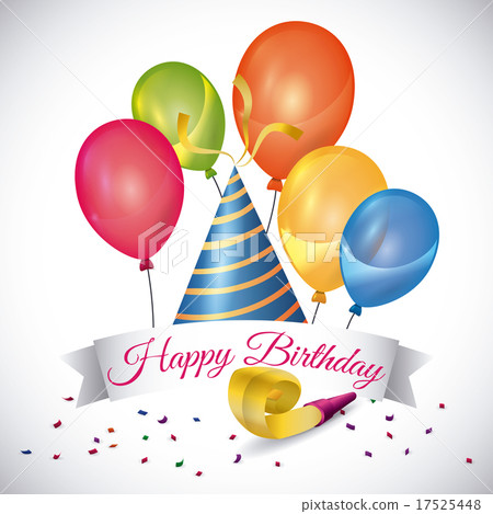 Happy birthday colorful card design. 17525448