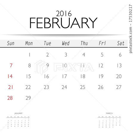 2016 calendar, monthly calendar template for February. Vector il 2016 calendar, monthly calendar template for February. Vector il 17530217